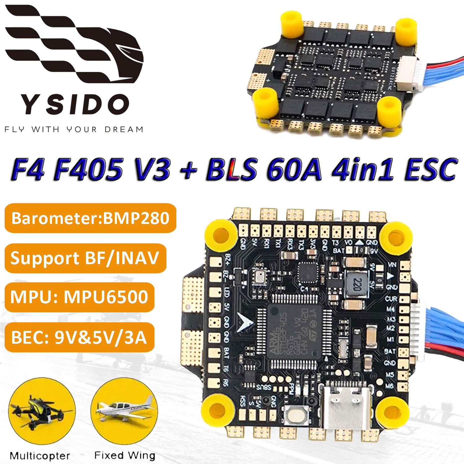 Rc Plane Hobby Zone - Controlador de vuelo F405 V3, módulo