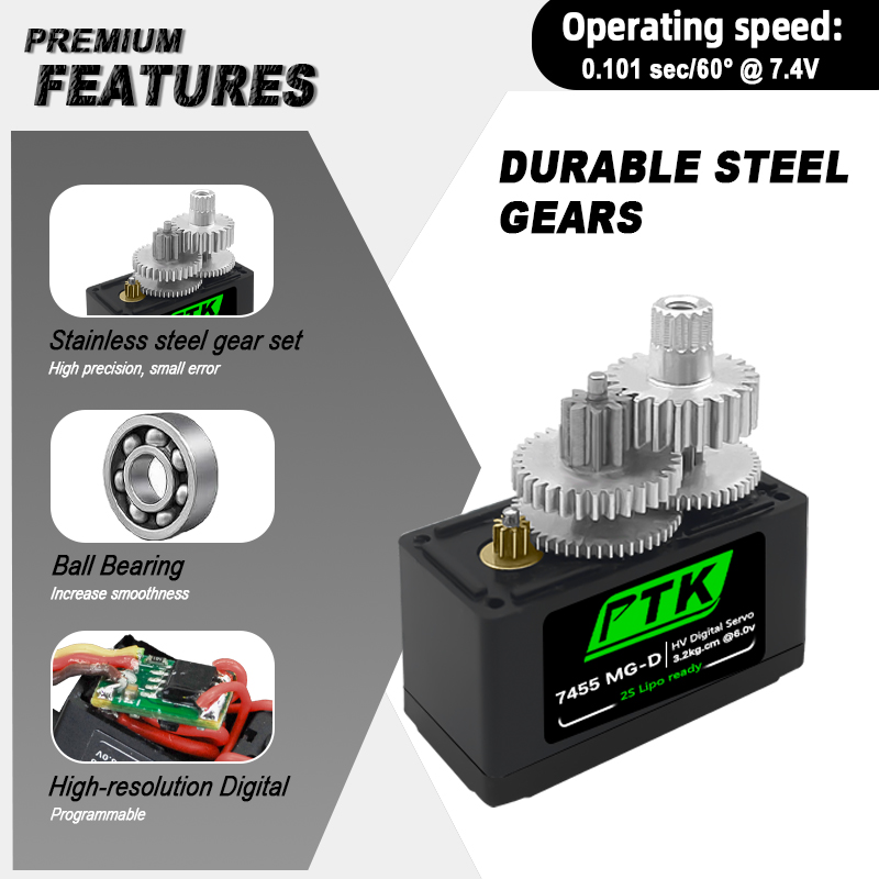 Servo digital PTK 7455MG-D de  - Rc Hobby Products reseña y precio