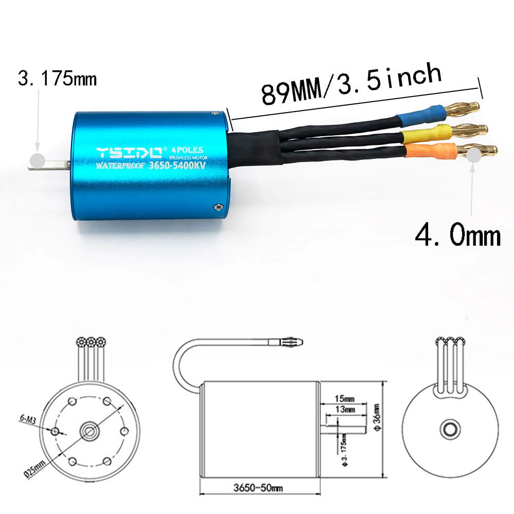 YSIDO 3650 3600KV 5400KV 9500K - Brushless Motor 3650 reseña y precio