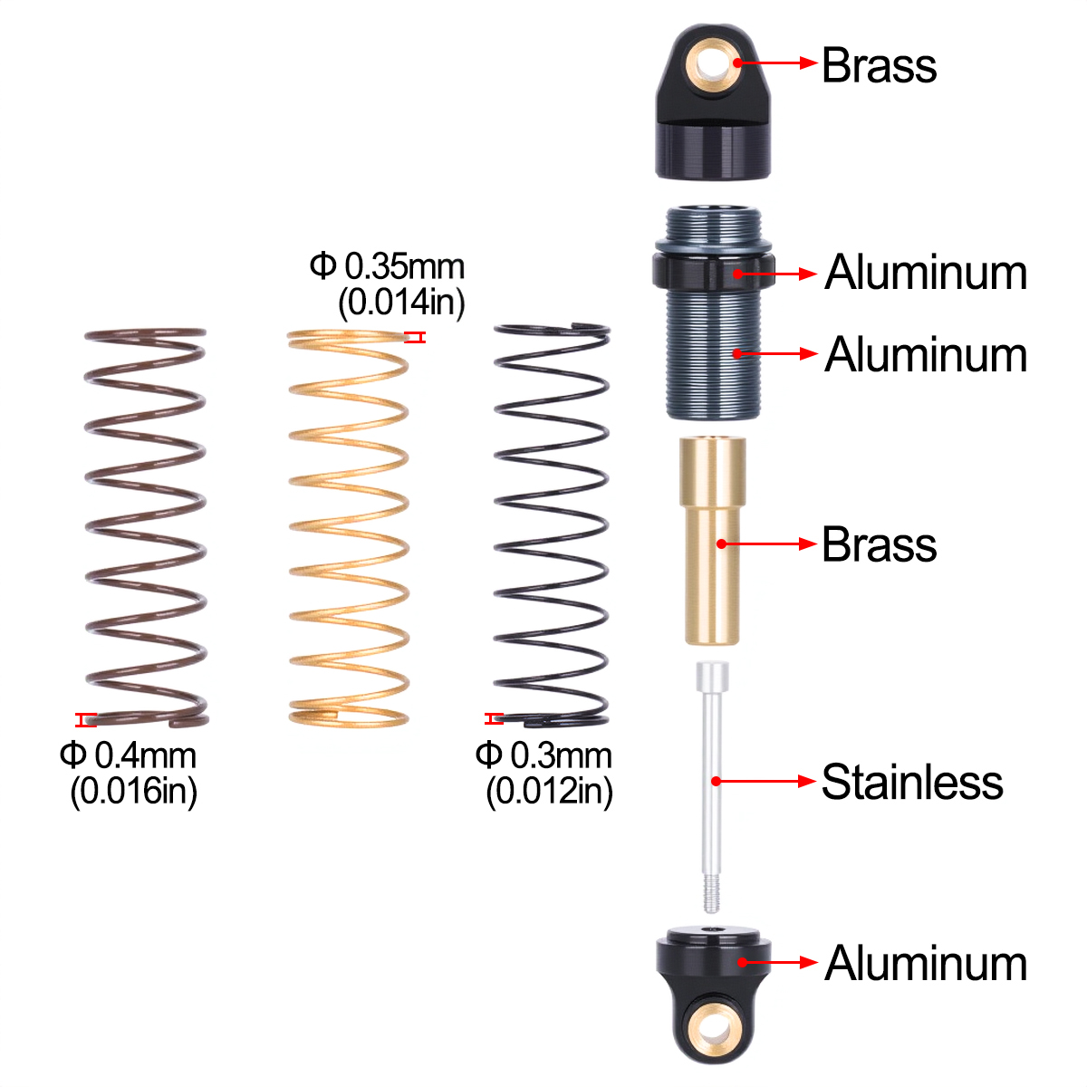 4 Amortiguadores de Aluminio d - Shock Absorber Rc reseña y precio