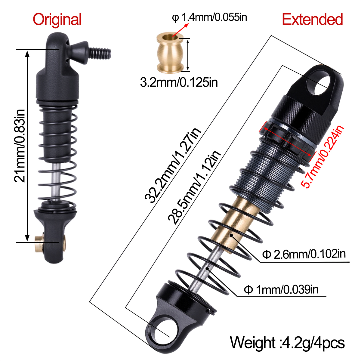4 Amortiguadores de Aluminio d - Shock Absorber Rc reseña y precio