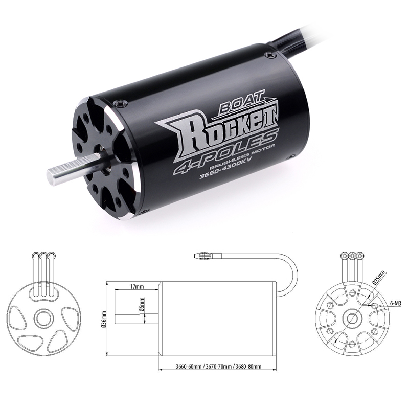 Rockt 3660 3670 3680 3250KV 26 - Brushless Motor 3650 reseña y precio
